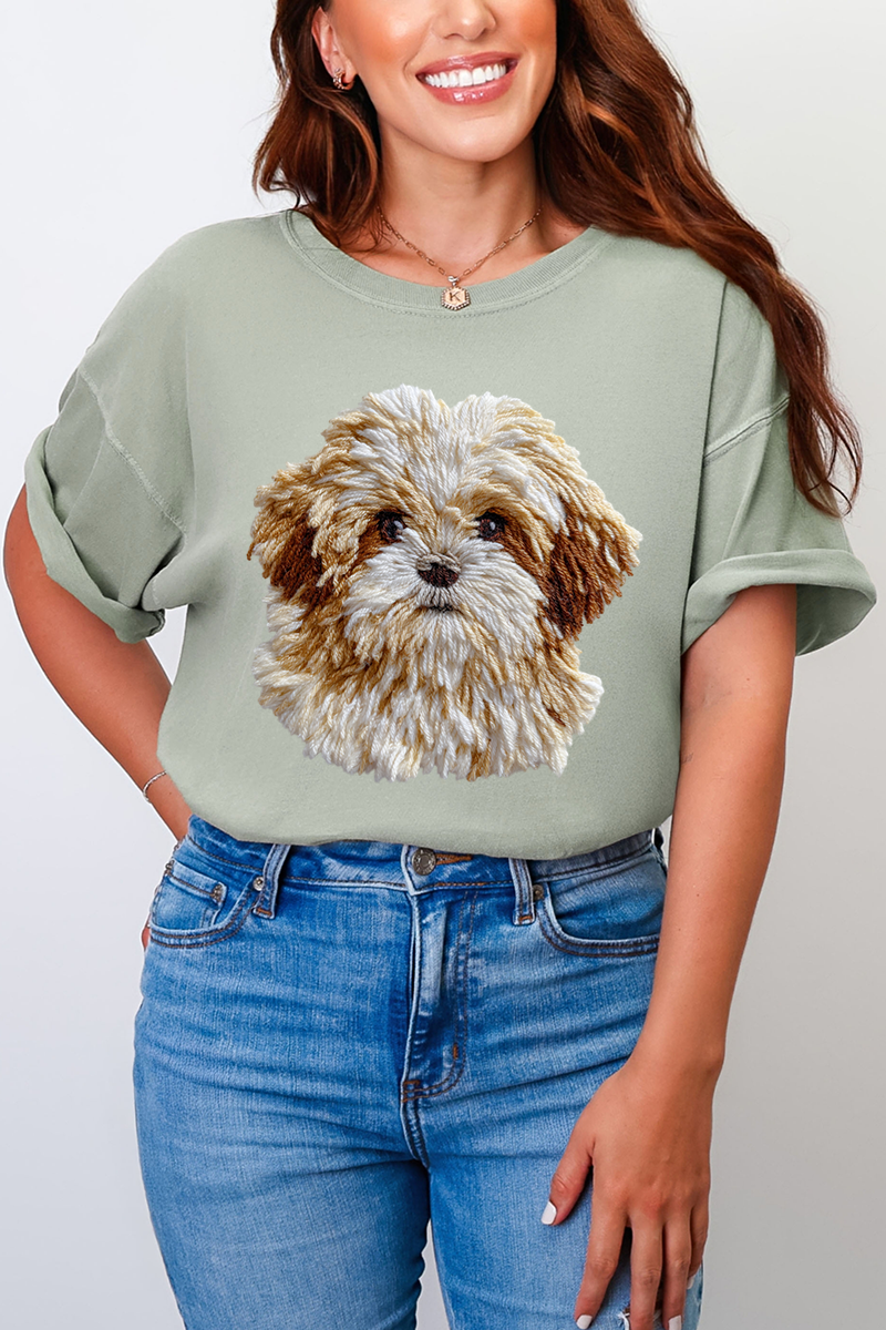 Faux Yarn Shih Tzu Comfort Colors Adult Ring-Spun Cotton Tee