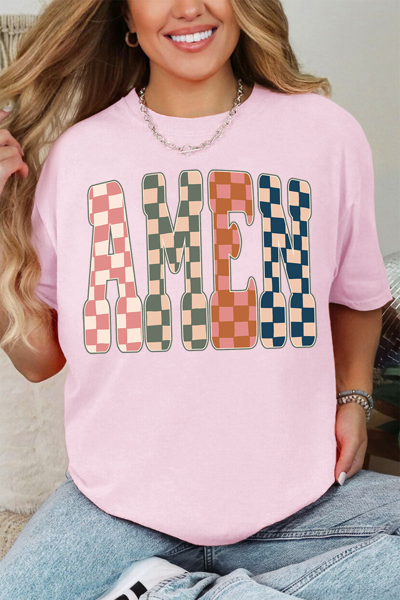 Checkered Amen Comfort Colors Adult Ring-Spun Cotton Tee