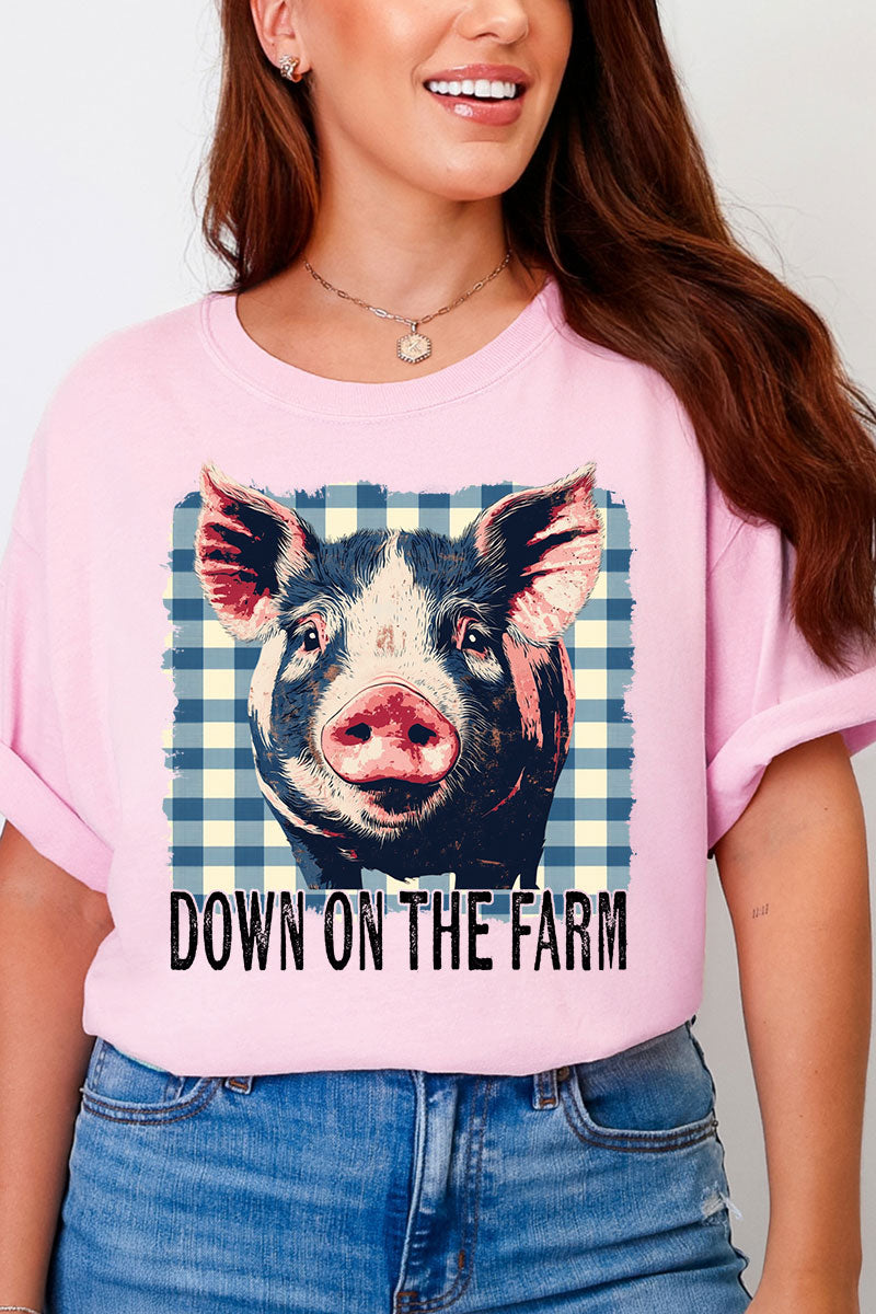 Down On The Farm Pig Comfort Colors Adult Ring-Spun Cotton Tee