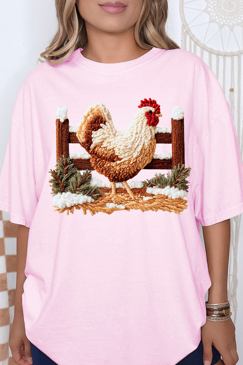 Faux Yarn Winter Chicken Comfort Colors Adult Ring-Spun Cotton Tee