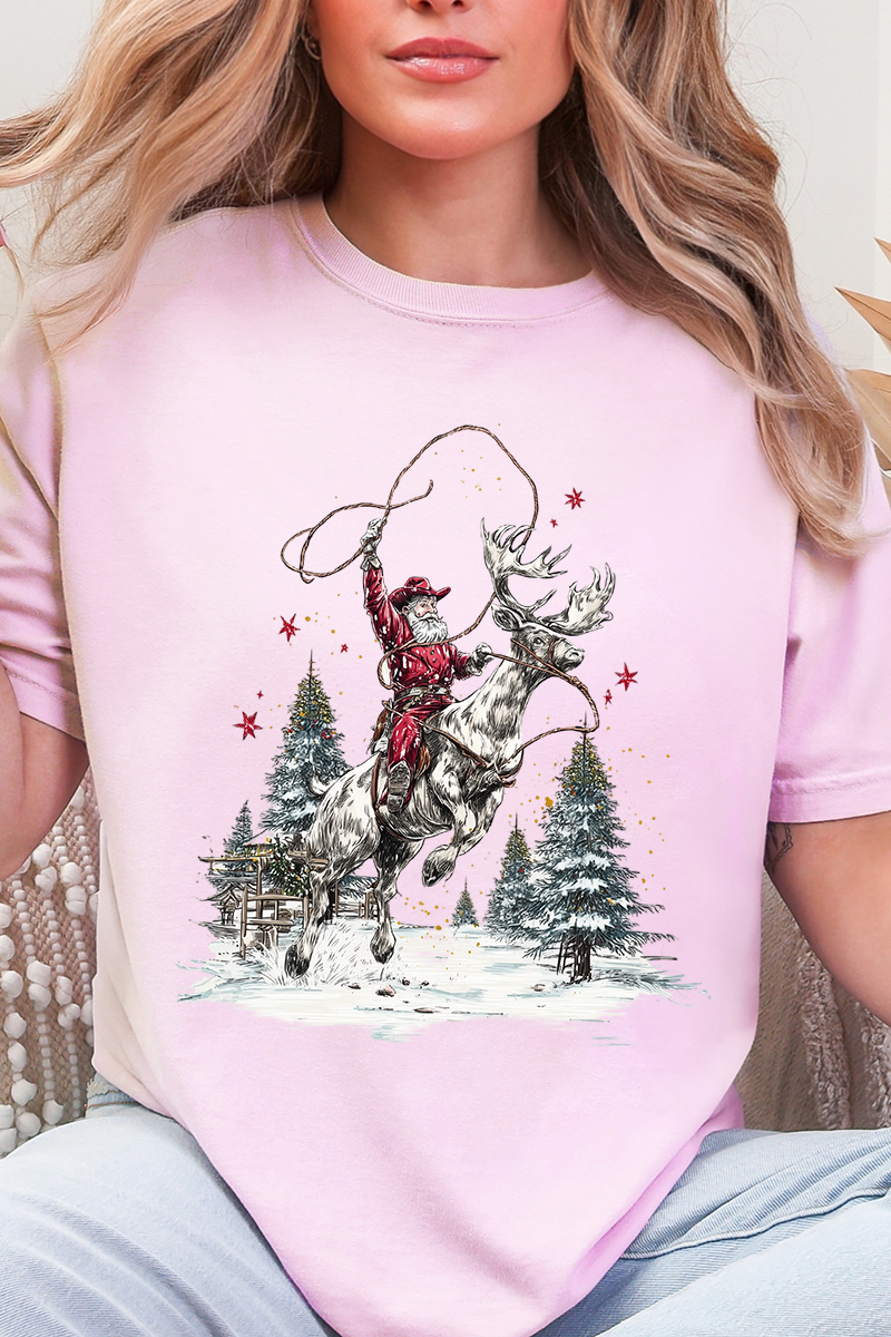 Retro Rodeo Santa Comfort Colors Adult Ring-Spun Cotton Tee