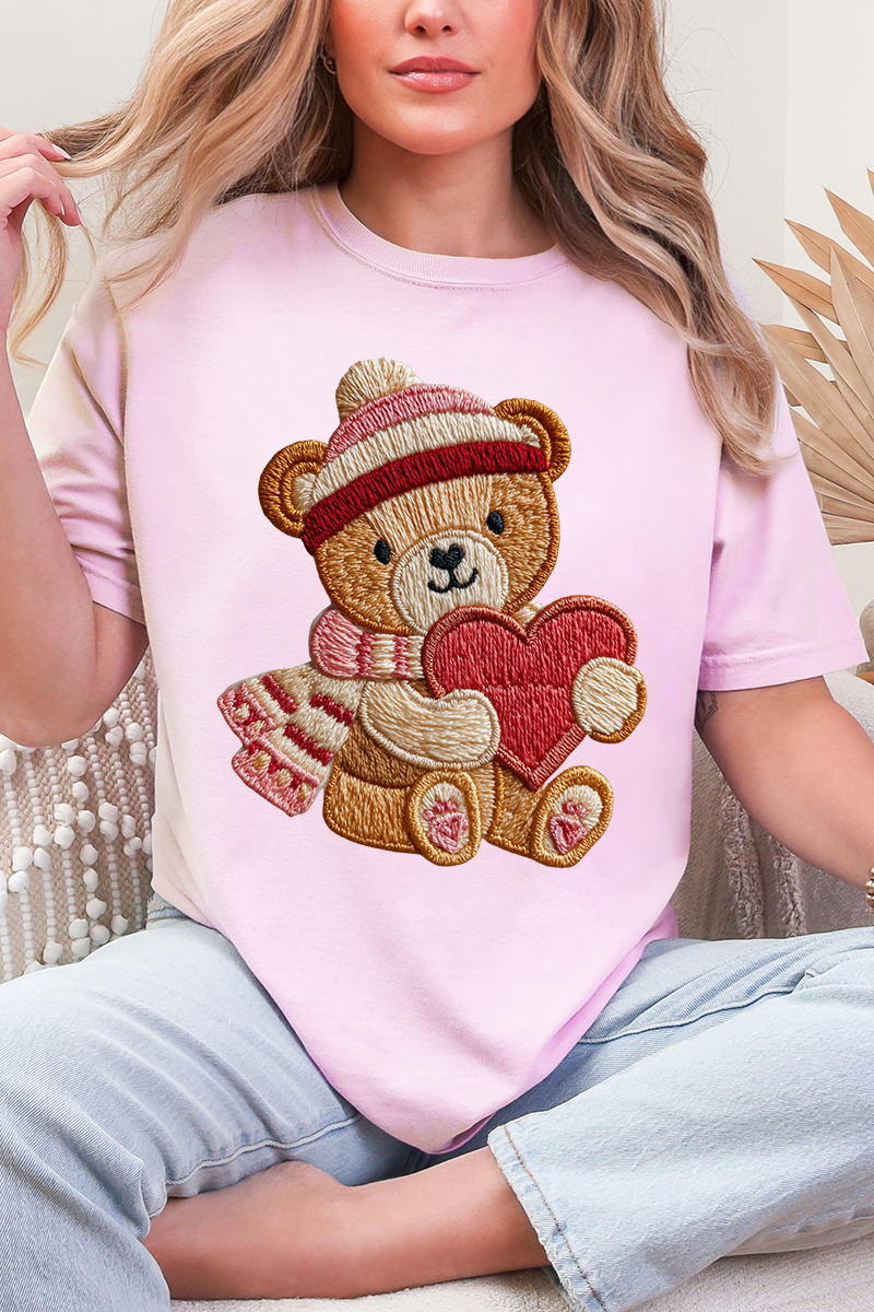 Teddy's Threaded Heart Comfort Colors Adult Ring-Spun Cotton Tee