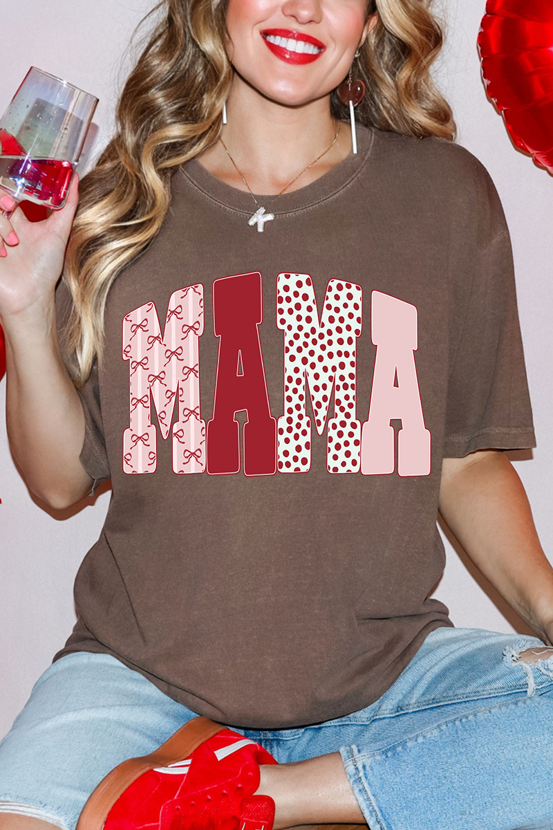 Blush And Bows Mama Comfort Colors Adult Ring-Spun Cotton Tee