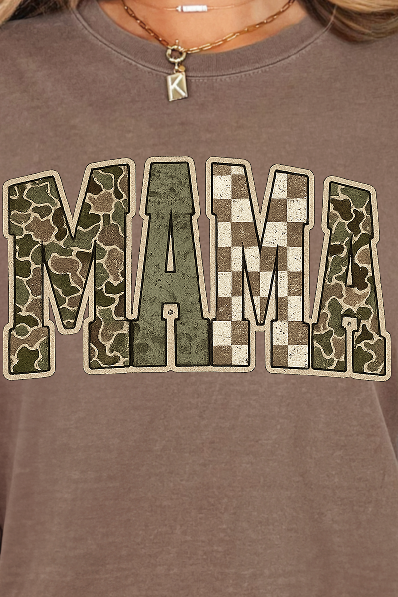 Camo Checkered Mama Comfort Colors Adult Ring-Spun Cotton Tee