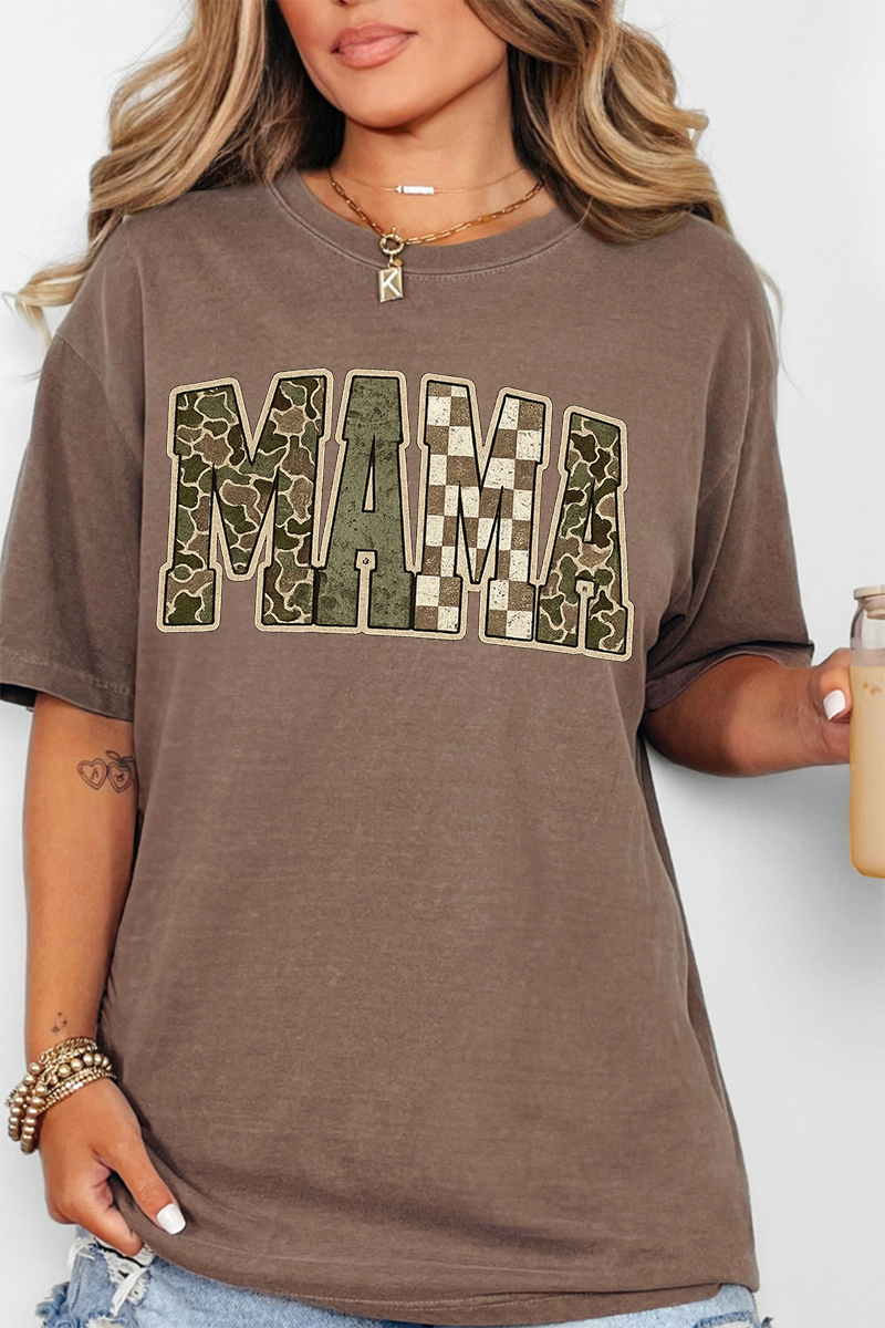 Camo Checkered Mama Comfort Colors Adult Ring-Spun Cotton Tee
