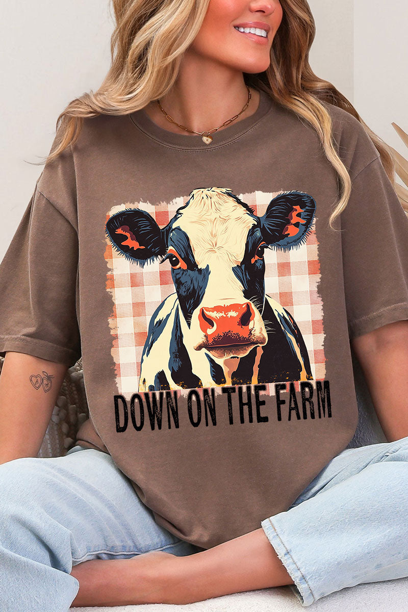 Down On the Farm Cow Comfort Colors Adult Ring-Spun Cotton Tee