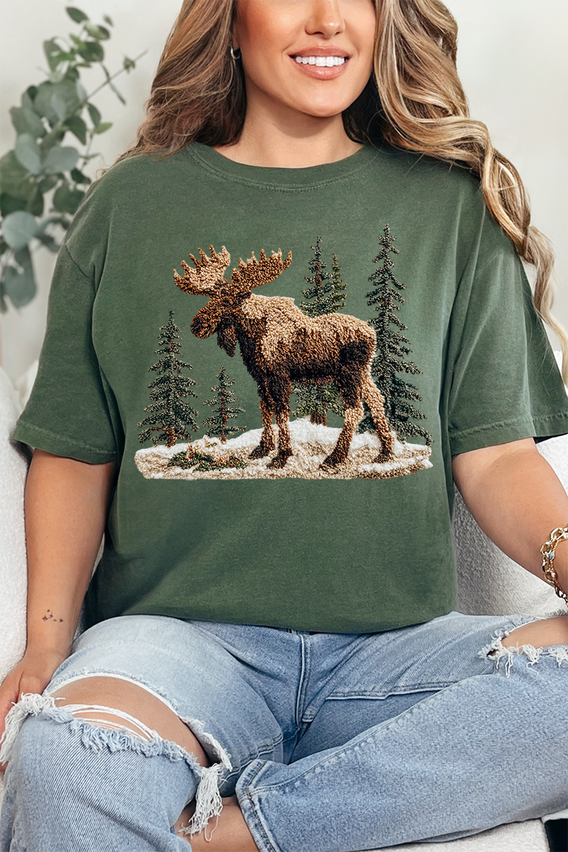 Faux Yarn Winter Moose Comfort Colors Adult Ring-Spun Cotton Tee
