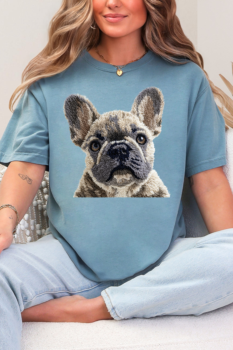 Faux Yarn French Bulldog Comfort Colors Adult Ring-Spun Cotton Tee