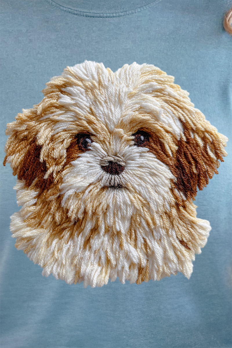 Faux Yarn Shih Tzu Comfort Colors Adult Ring-Spun Cotton Tee