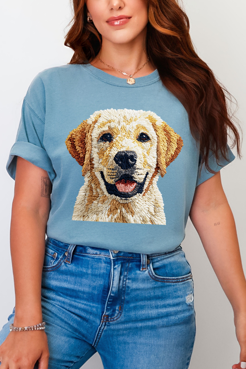 Faux Yarn Yellow Labrador Retriever Comfort Colors Adult Ring-Spun Cotton Tee