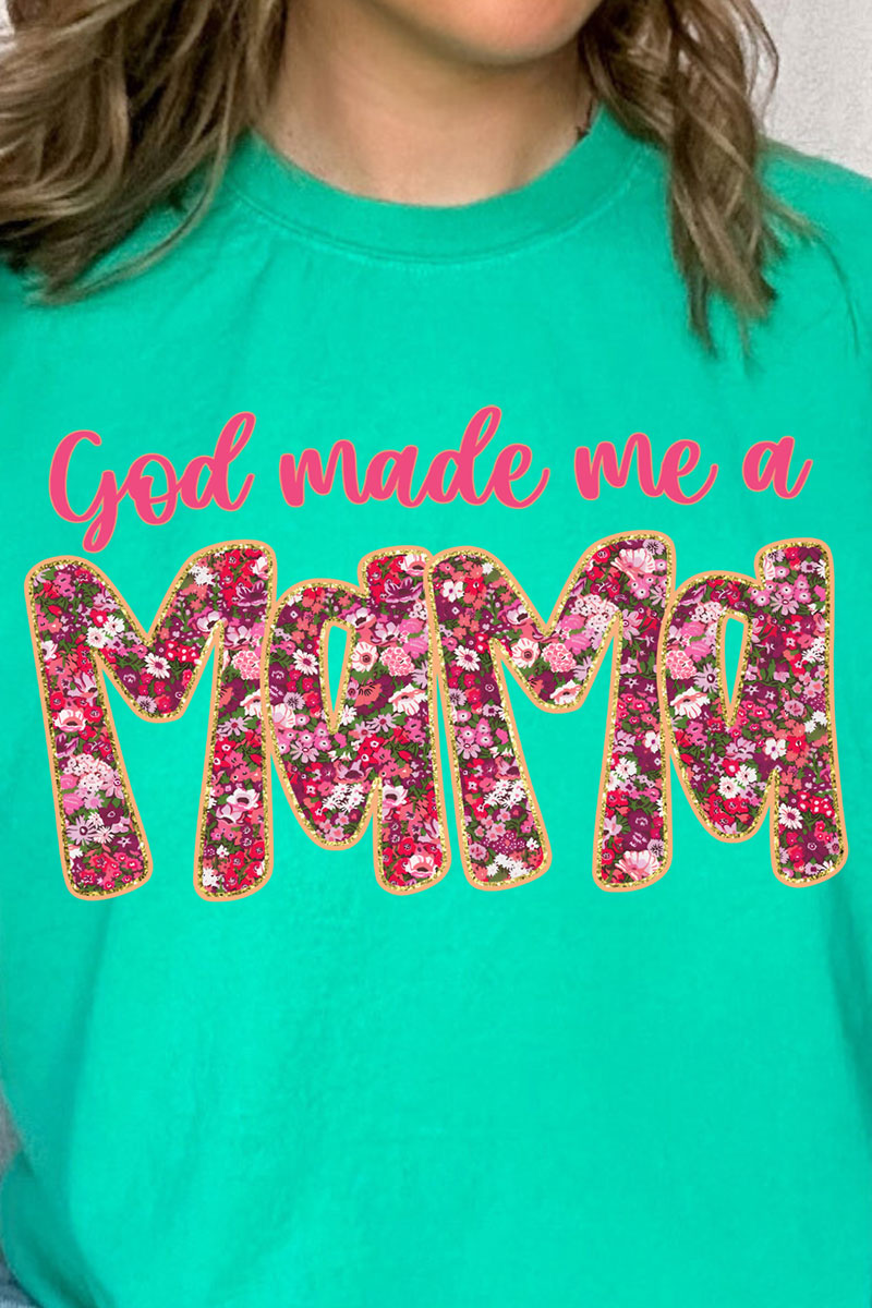 Pink God Made Me A Mama Comfort Colors Adult Ring-Spun Cotton Tee