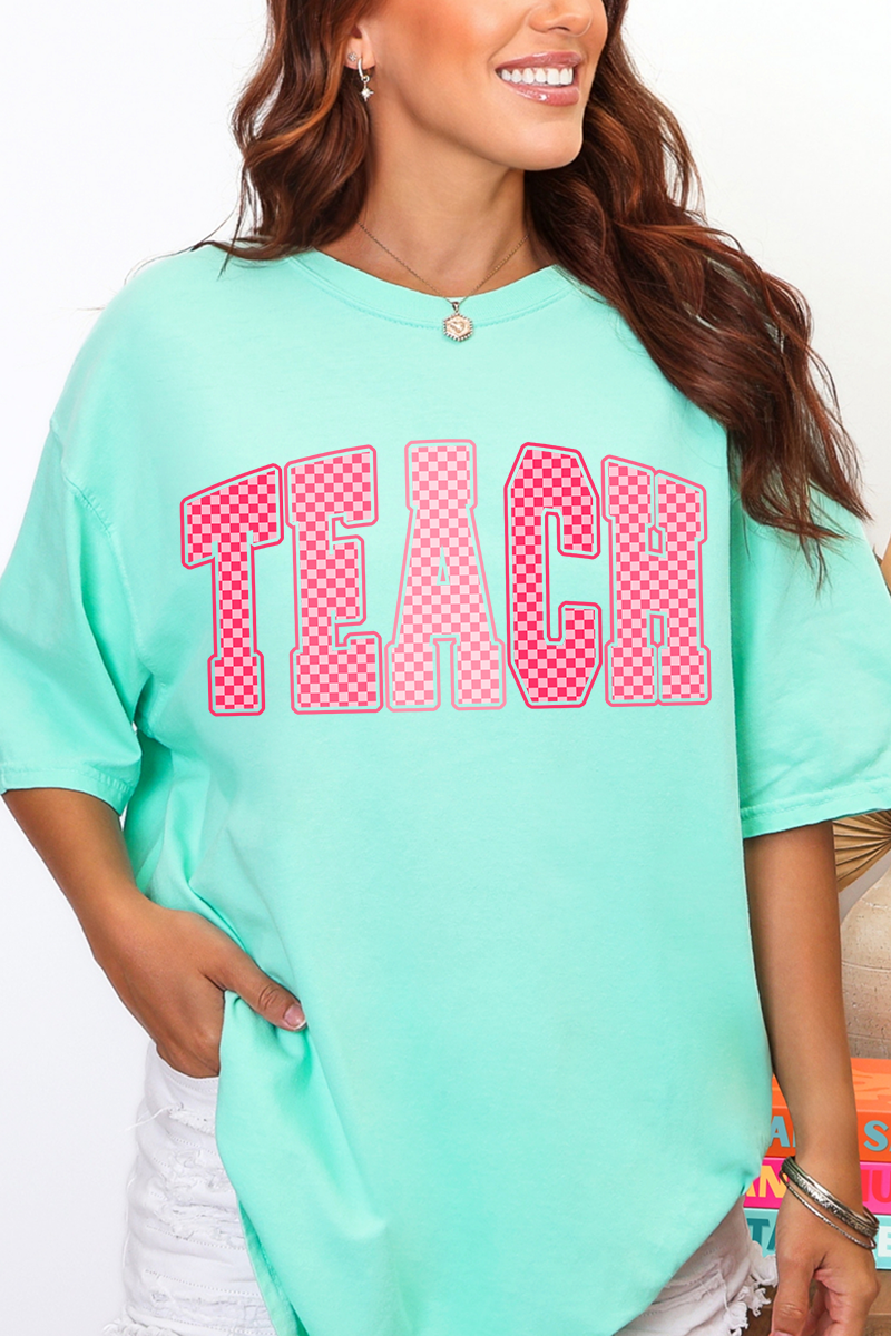 Checkered Teach Comfort Colors Adult Ring-Spun Cotton Tee