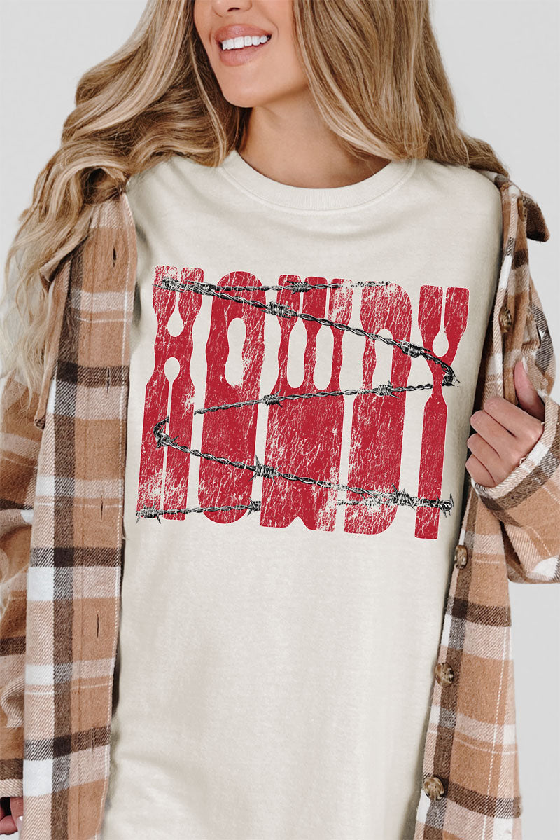 Barbed Wire Howdy Comfort Colors Adult Ring-Spun Cotton Tee