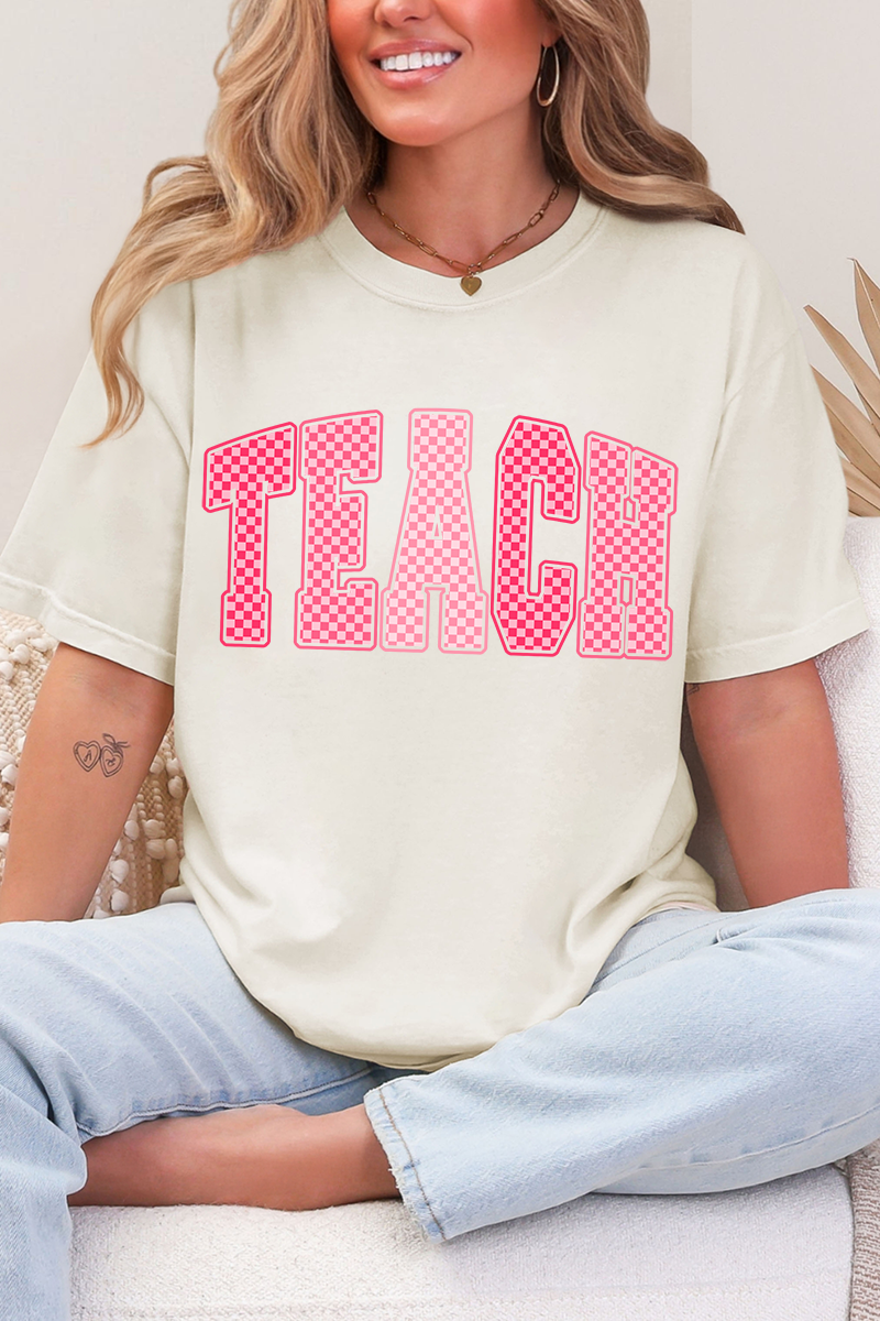 Checkered Teach Comfort Colors Adult Ring-Spun Cotton Tee