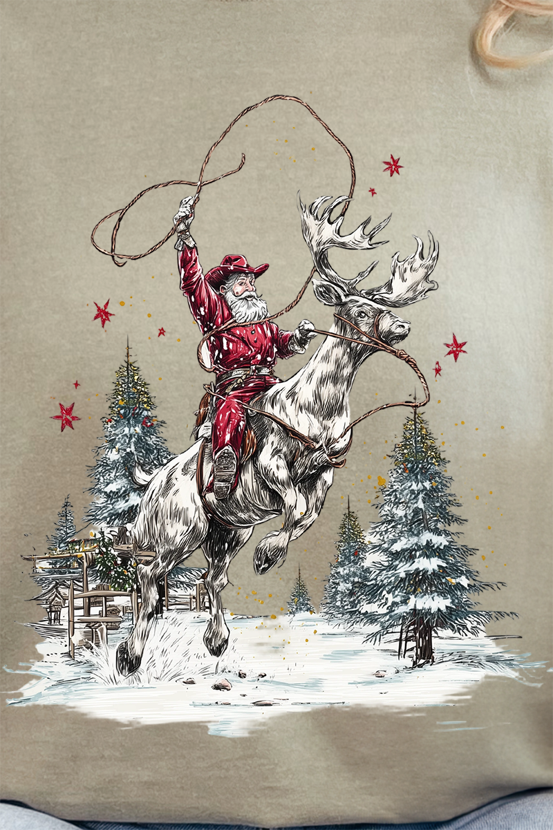 Retro Rodeo Santa Comfort Colors Adult Ring-Spun Cotton Tee
