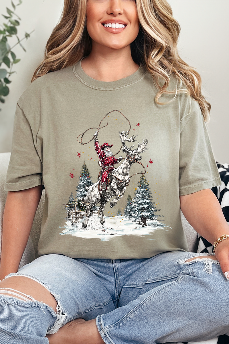 Retro Rodeo Santa Comfort Colors Adult Ring-Spun Cotton Tee