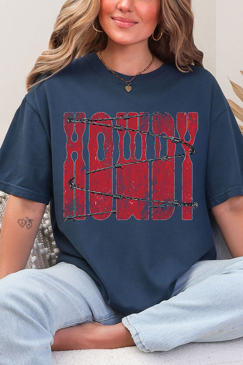 Barbed Wire Howdy Comfort Colors Adult Ring-Spun Cotton Tee