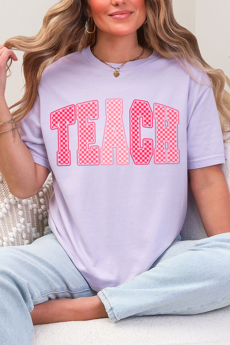 Checkered Teach Comfort Colors Adult Ring-Spun Cotton Tee