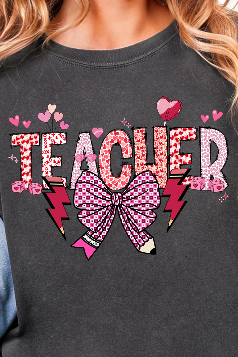 Bow Teacher Doodle Comfort Colors Adult Ring-Spun Cotton Tee