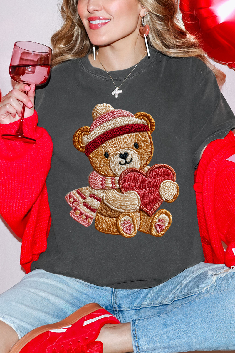 Teddy's Threaded Heart Comfort Colors Adult Ring-Spun Cotton Tee