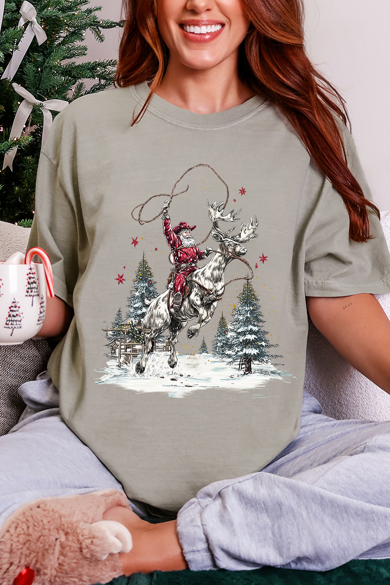 Retro Rodeo Santa Comfort Colors Adult Ring-Spun Cotton Tee