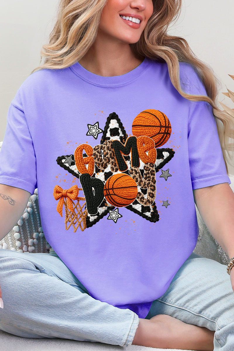 Faux Yarn Basketball Game Day Comfort Colors Adult Ring-Spun Cotton Tee