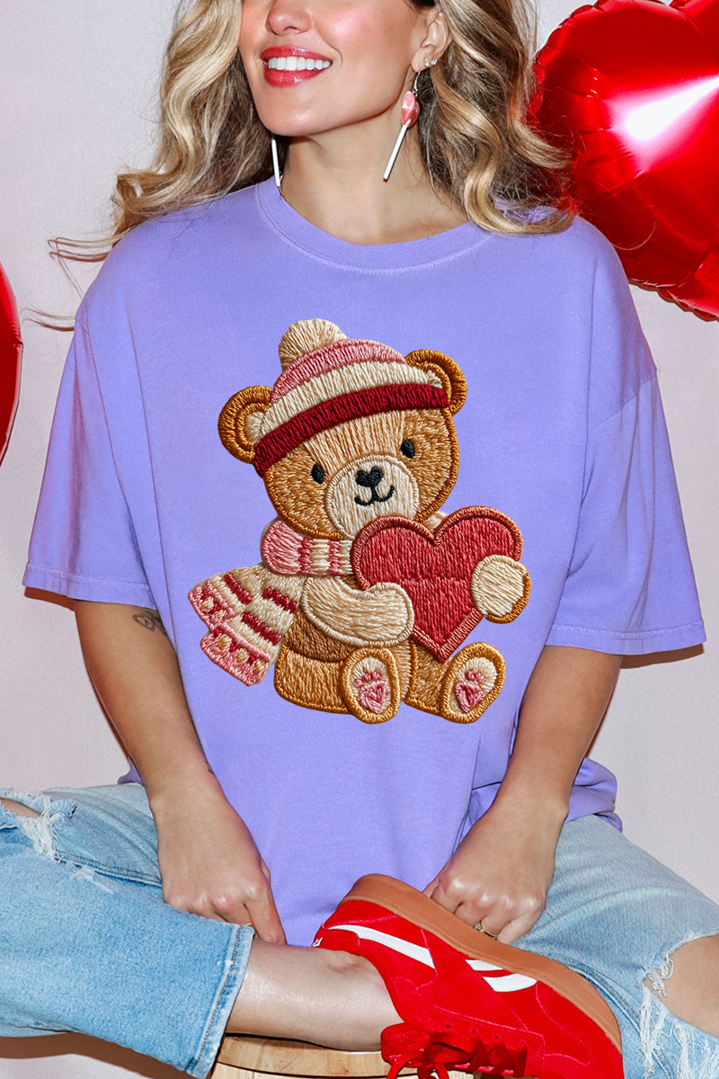 Teddy's Threaded Heart Comfort Colors Adult Ring-Spun Cotton Tee