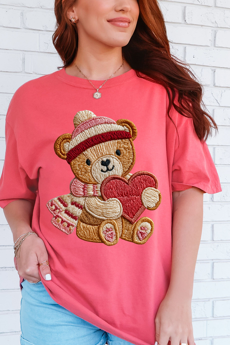 Teddy's Threaded Heart Comfort Colors Adult Ring-Spun Cotton Tee
