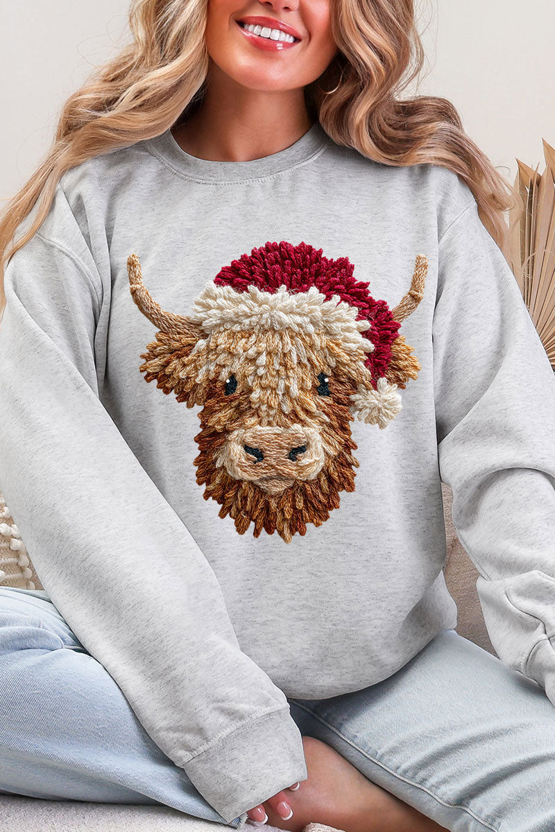 Faux Yarn Highland Cow Heavy Blend Crew Sweatshirt product image 3