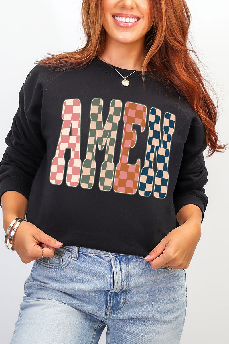 Checkered Amen Heavy Blend Crew Sweatshirt product image 1