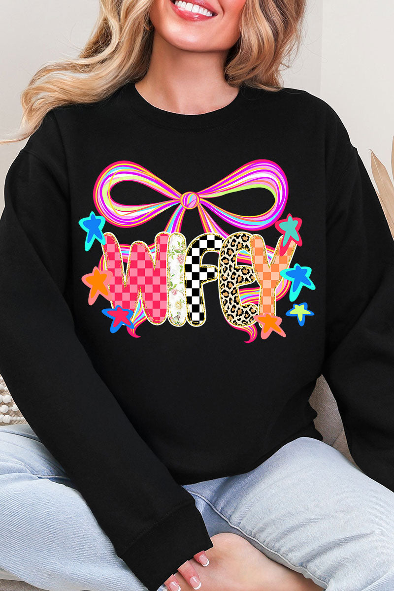 Colorful Preppy Wifey Heavy Blend Crew Sweatshirt product image 3