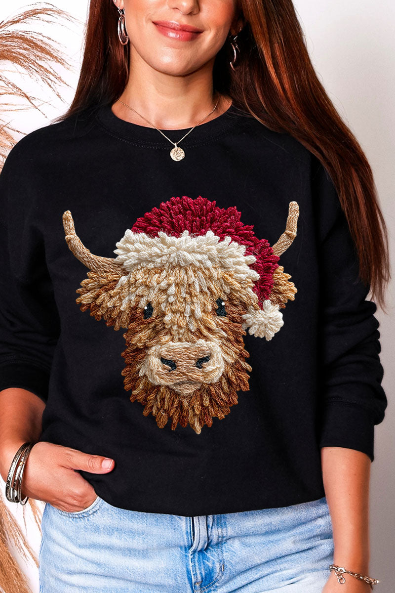 Faux Yarn Highland Cow Heavy Blend Crew Sweatshirt product image 4
