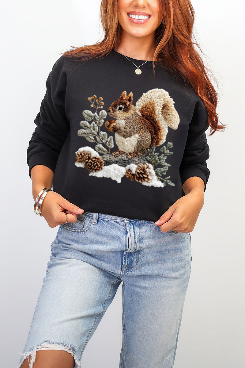 Faux Yarn Winter Squirrel Heavy Blend Crew Sweatshirt product image 3