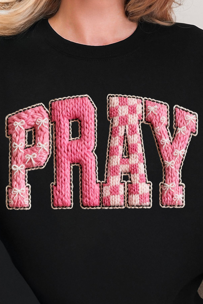Pink Faux Yarn Coquette Pray Heavy Blend Crew Sweatshirt product image 2
