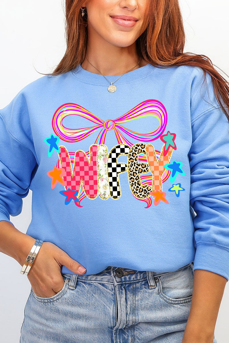 Colorful Preppy Wifey Heavy Blend Crew Sweatshirt product image 1