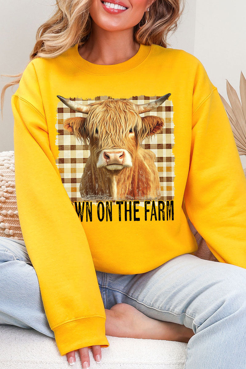 Down On The Farm Highland Cow Heavy Blend Crew Sweatshirt product image 3