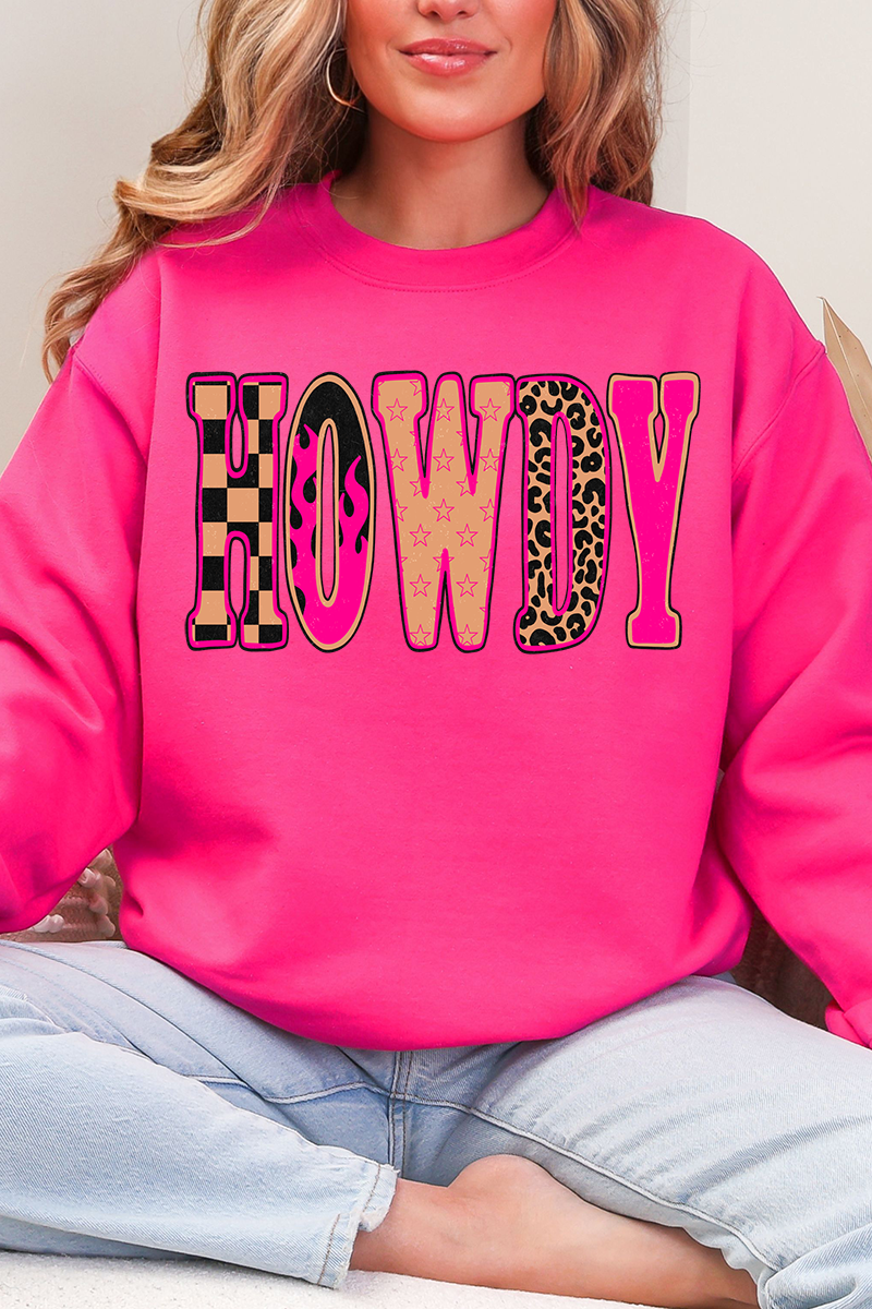 Pink Heat Howdy Heavy Blend Crew Sweatshirt product image 1