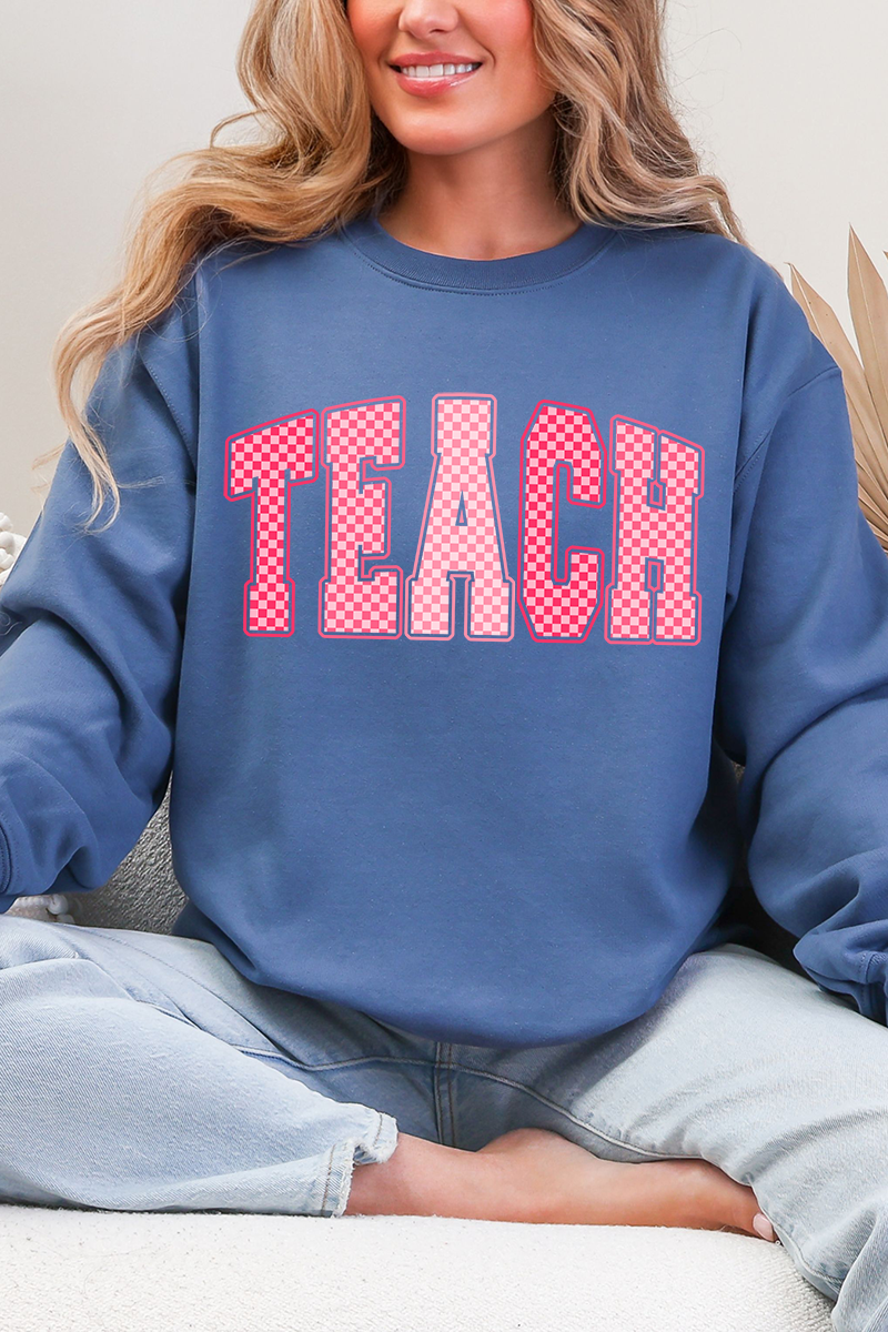 Checkered Teach Heavy Blend Crew Sweatshirt product image 3