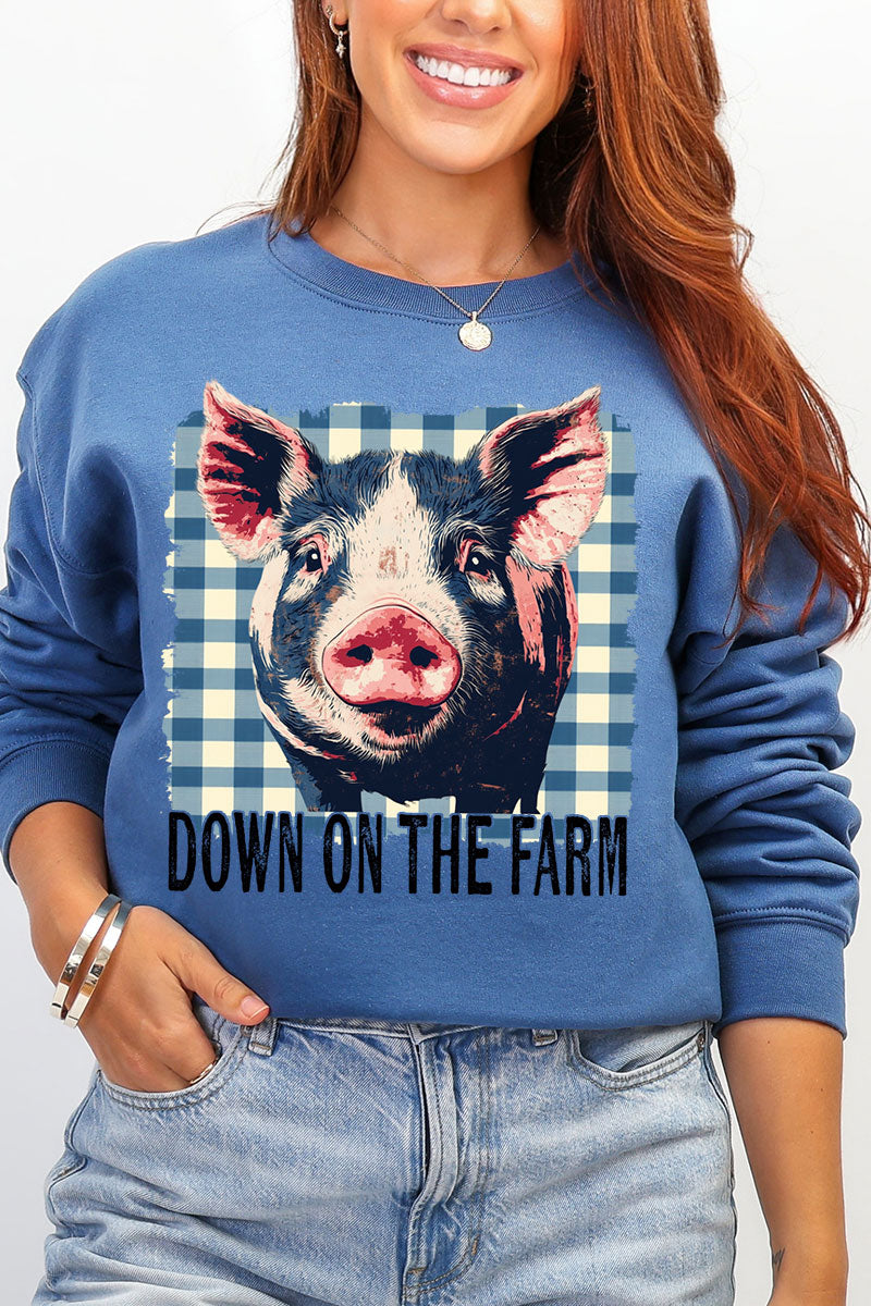 Down By The Farm Pig Heavy Blend Crew Sweatshirt product image 3