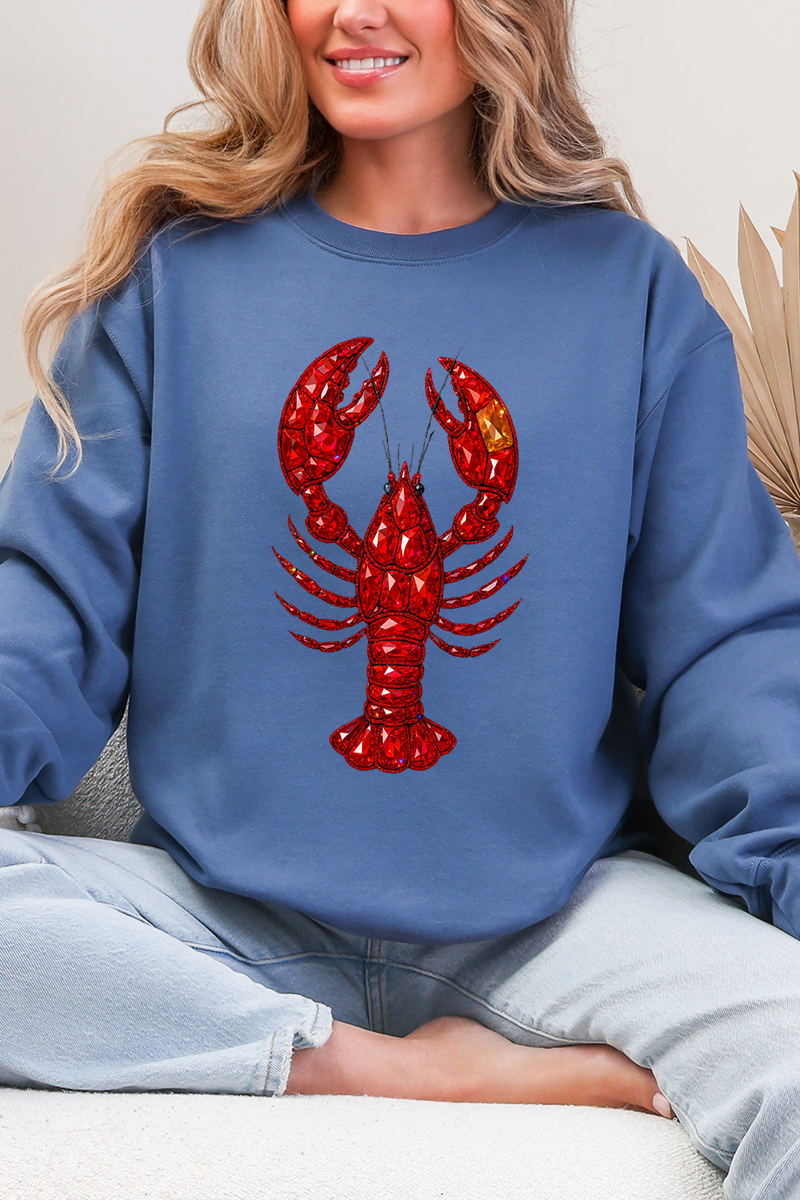 Faux Rhinestone Crawfish Heavy Blend Crew Sweatshirt product image 5
