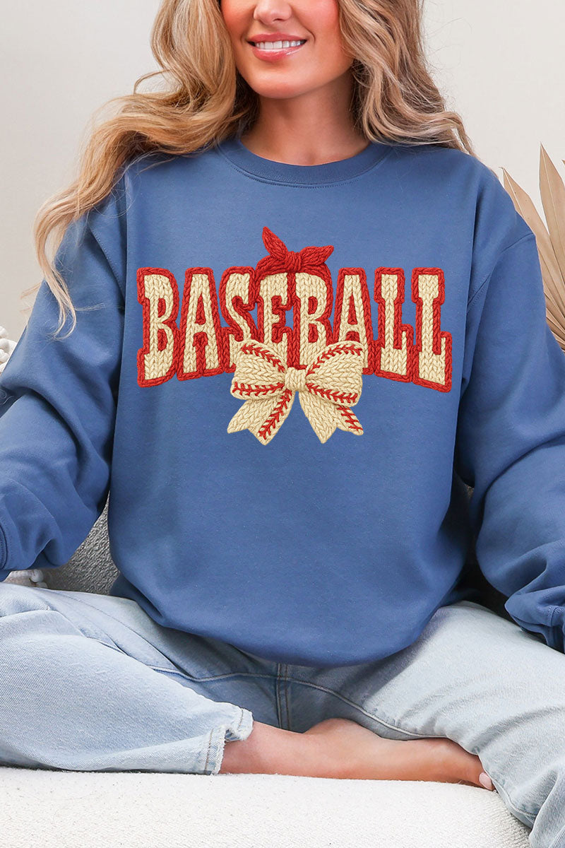 Faux Yarn Baseball Coquette Heavy Blend Crew Sweatshirt product image 1