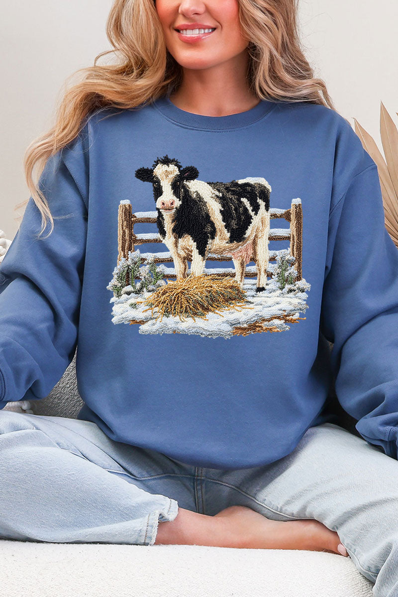 Faux Yarn Moo In The Snow Heavy Blend Crew Sweatshirt product image 3