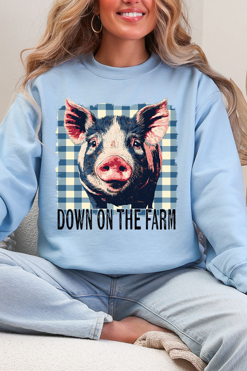 Down By The Farm Pig Heavy Blend Crew Sweatshirt product image 4