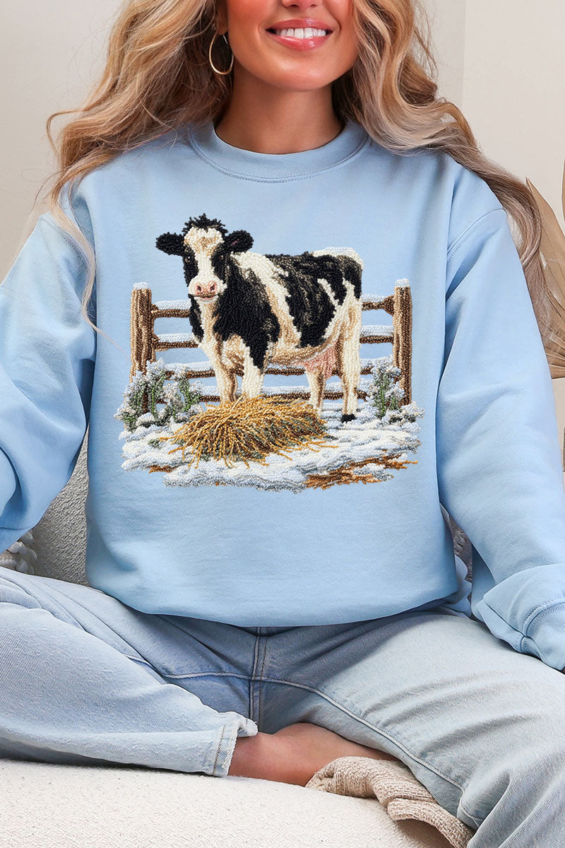 Faux Yarn Moo In The Snow Heavy Blend Crew Sweatshirt product image 4