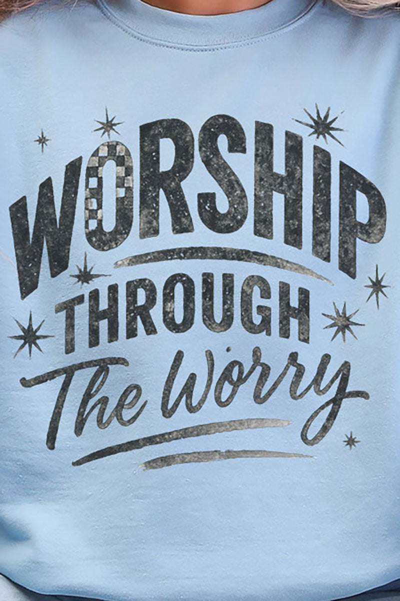 Black Worship Through The Worry Heavy Blend Crew Sweatshirt product image 2