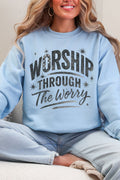 Black Worship Through The Worry Heavy Blend Crew Sweatshirt product image 1
