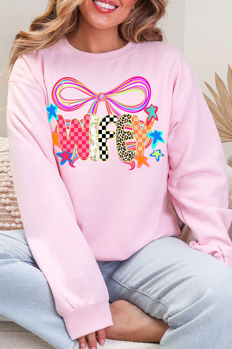 Colorful Preppy Wifey Heavy Blend Crew Sweatshirt product image 5