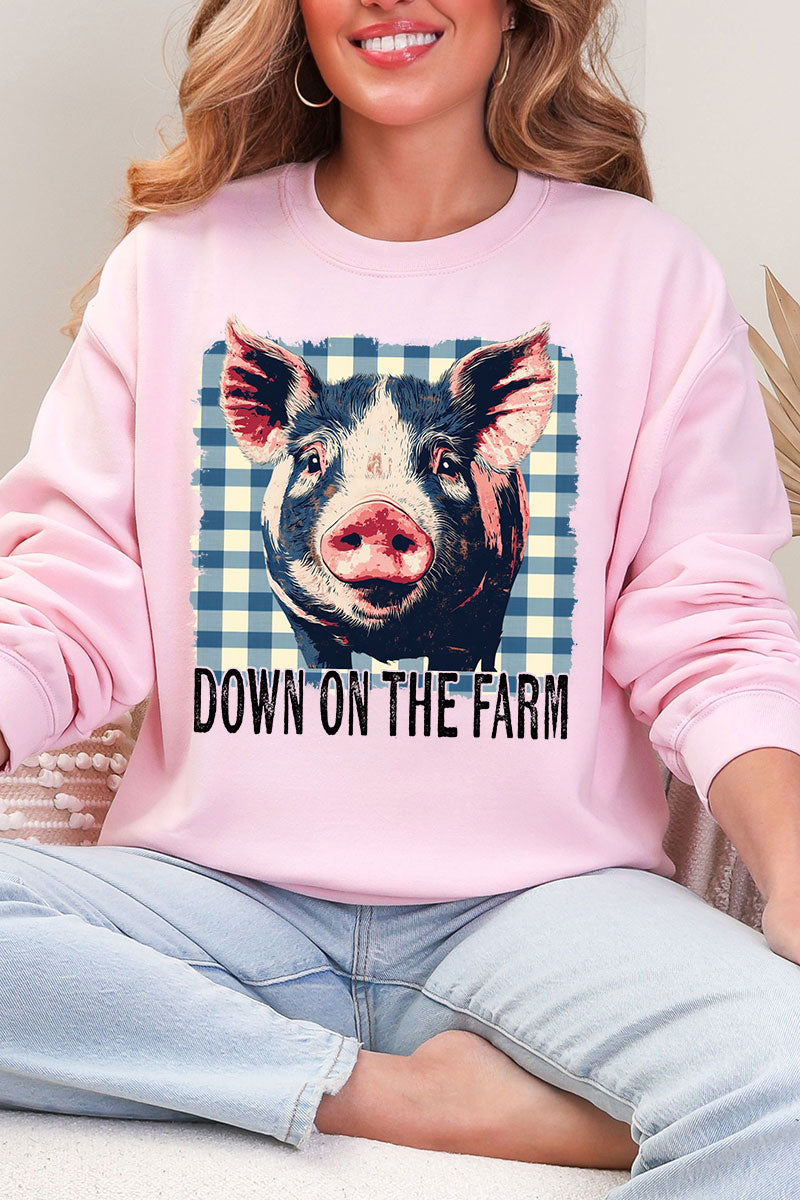 Down By The Farm Pig Heavy Blend Crew Sweatshirt product image 5