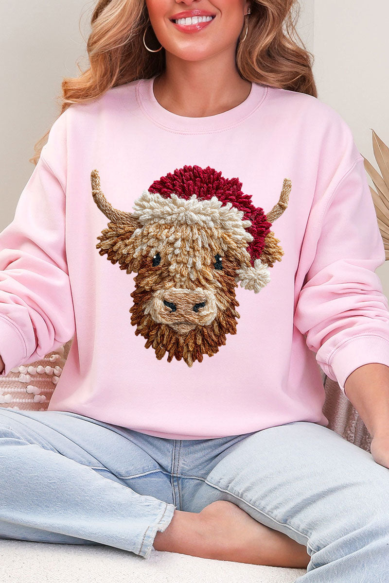 Faux Yarn Highland Cow Heavy Blend Crew Sweatshirt product image 5