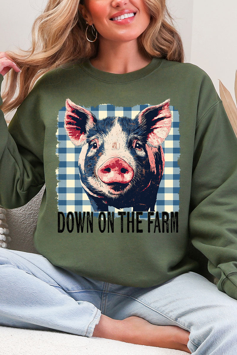 Down By The Farm Pig Heavy Blend Crew Sweatshirt product image 6